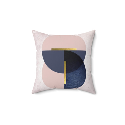Blush Pink and Navy Blue Geometric Throw Pillow