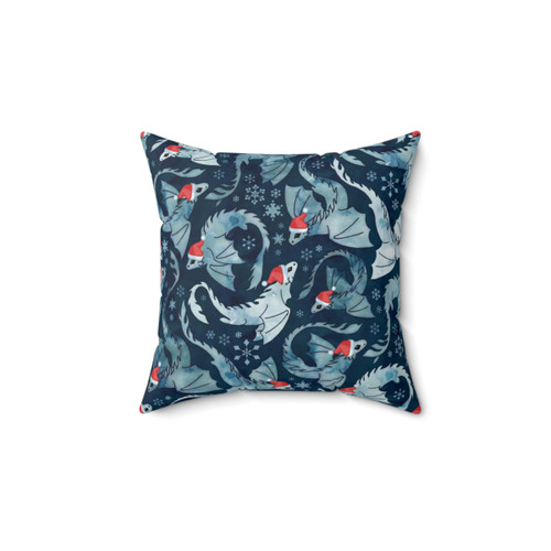 Dark Blue Christmas Snowflake Decorative Pillow