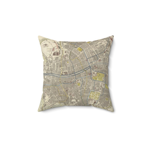 Vintage Dublin Ireland Map Pillow - Old 1883 City Atlas Design