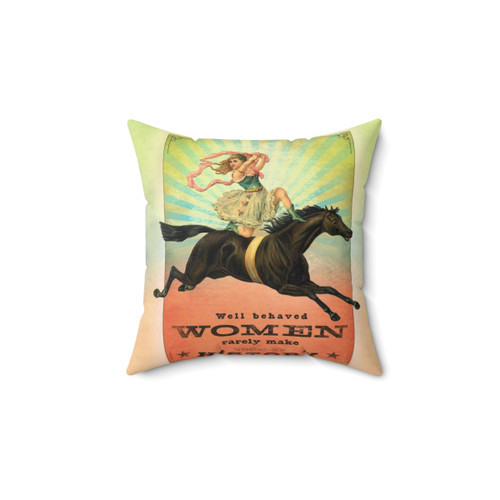 Vintage-Inspired Women's History Pillow with Retro Illustration