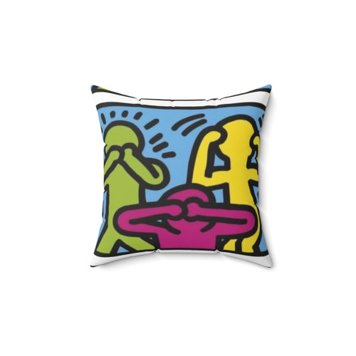 Vibrant Haring-Inspired Decorative Pillow