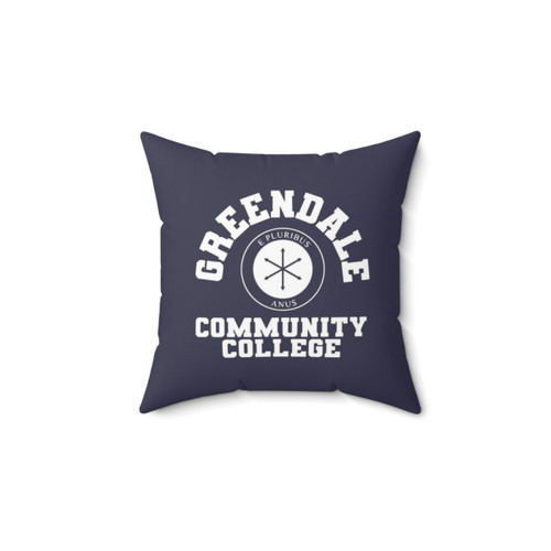 Greendale Community College Pillow featuring characters from the TV show Community