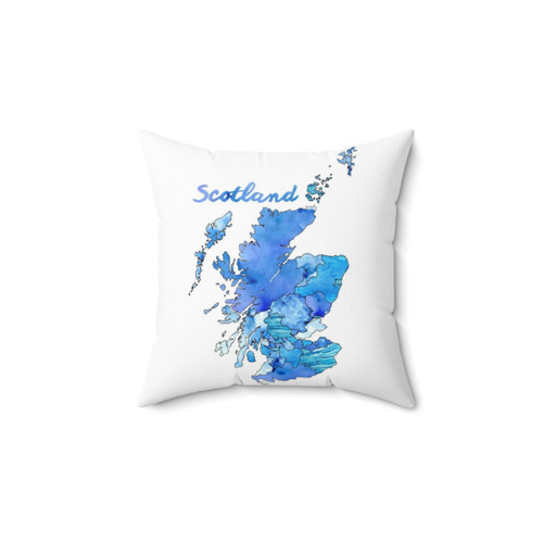 Watercolor Scotland Pillow featuring a map of the country