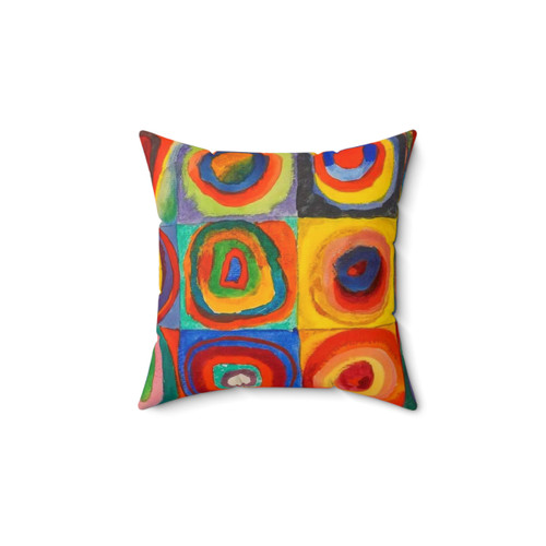 Wassily Kandinsky Abstract Pillow featuring Color Study Squares with Concentric Circles