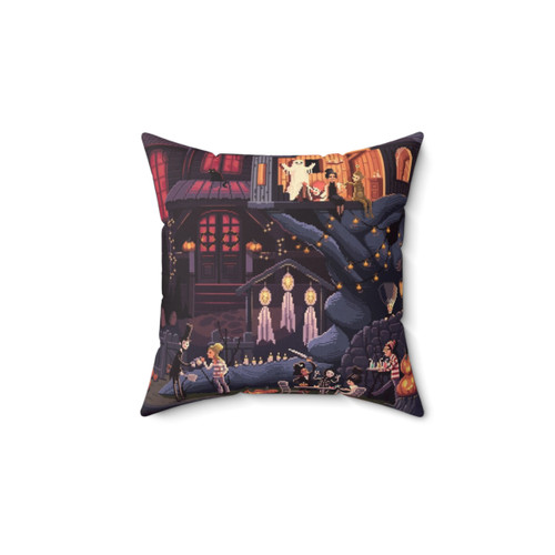 Pixel art pumpkins design on a soft, comfortable pillow
