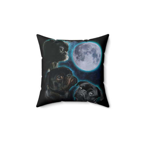 Three Pug Moon Pillow