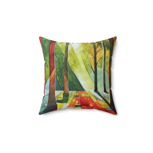 Colourful abstract watercolor landscape pillow