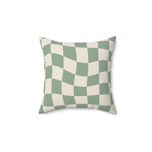 Sage Green Checkered Throw Pillow