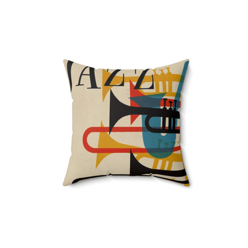 Jazz-Themed Pillow with Retro Music Motifs