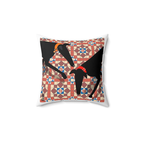 Hounds and Tiles Decorative Pillow