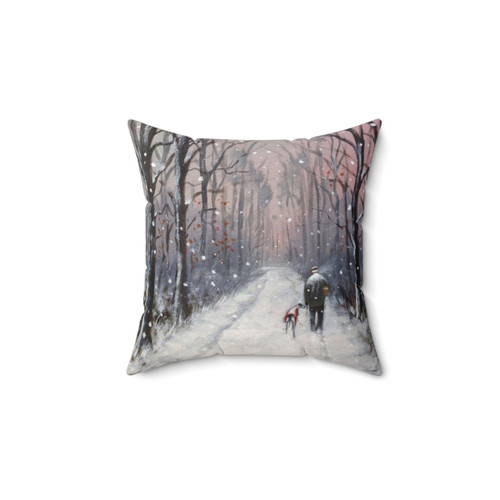 Greyhound Christmas Pillow with Winter Landscape