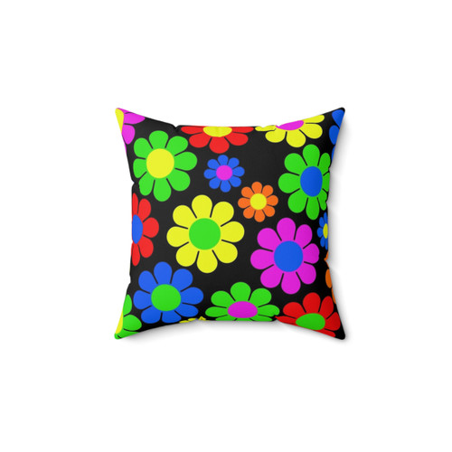 Colorful Hippie Flower Daisy Throw Pillow