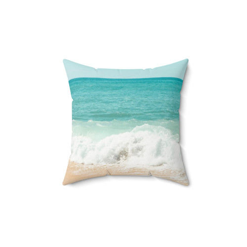 Turquoise Blue Ocean Waves Decorative Throw Pillow