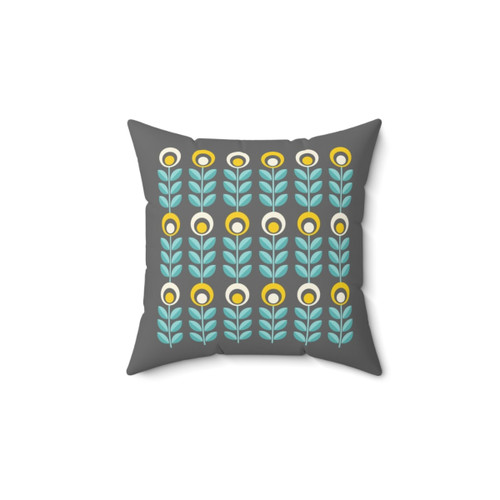 Scandinavian Flowers Pillow with Retro Pattern Design