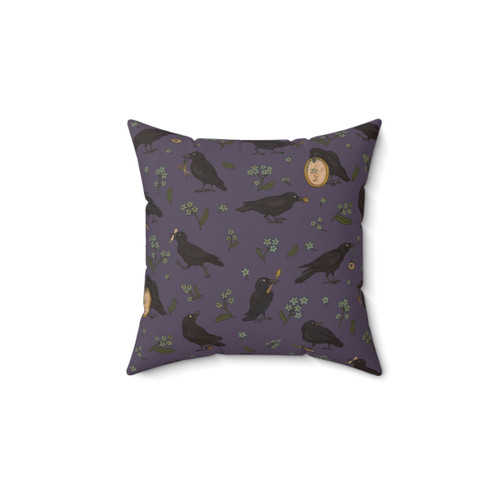Raven and Crow Fairytale Throw Pillow