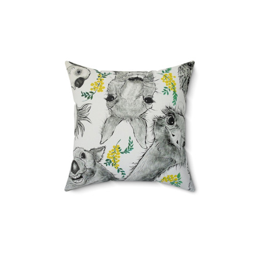 Whimsical Australian animal print pillow