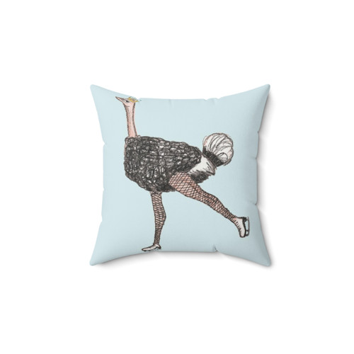 Ostrich Figure Skating Decorative Pillow