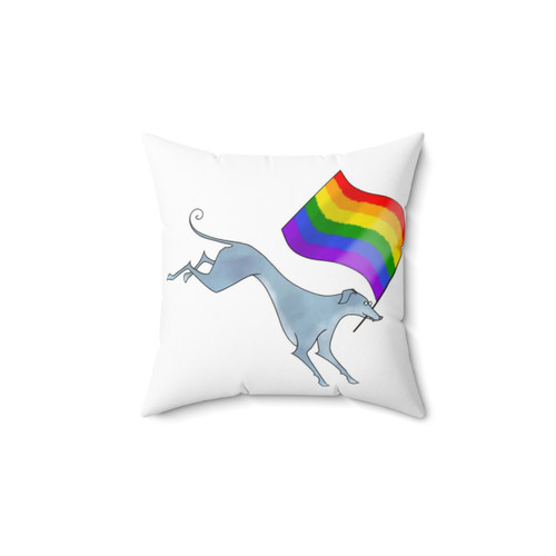 Pride Hounds Pillow featuring a 6 color LGBTQ+ flag design