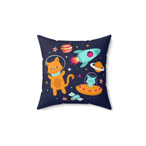 Cosmic Cats Space-Themed Accent Pillow