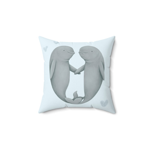 Beluga Love Plush Pillow - Adorable Gray Whale Pillow with Heart Design