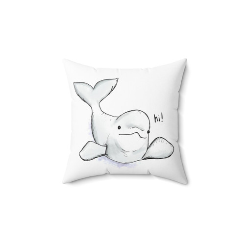 Beluga Whale Greeting Pillow - Cute Watercolor Design