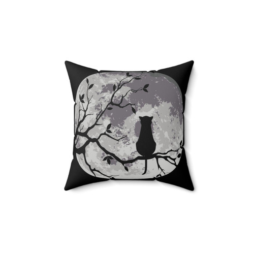 Cat and Moon Decorative Pillow