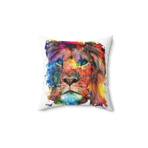 Vibrant watercolor lion design pillow for home decor