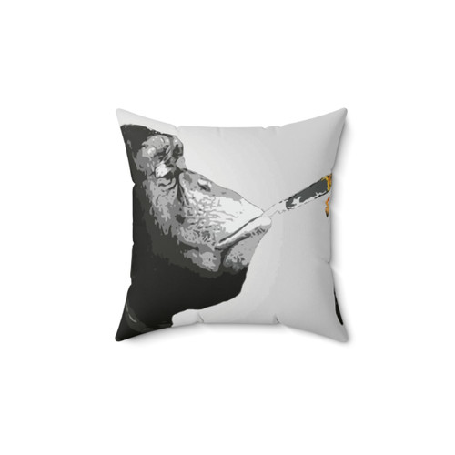 Banksy Monkey Smoking Joint Throw Pillow