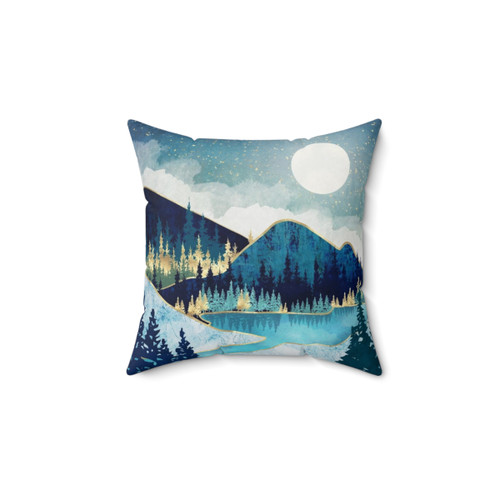 Celestial Nature Pillow with Abstract Blue and Teal Design
