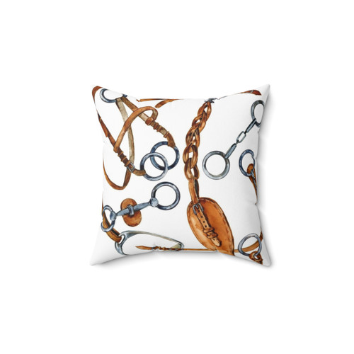 Equestrian watercolor pattern pillow with horses