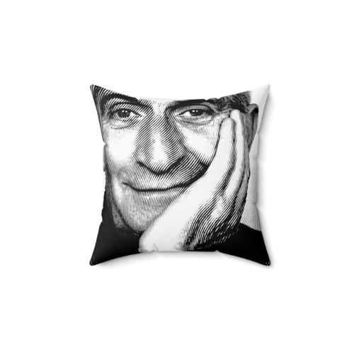 Louis de Funès Black & White Linocut Portrait Pillow