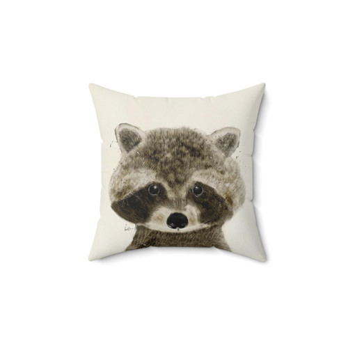 Whimsical Raccoon Pillow - Cute Watercolor Animal Decor