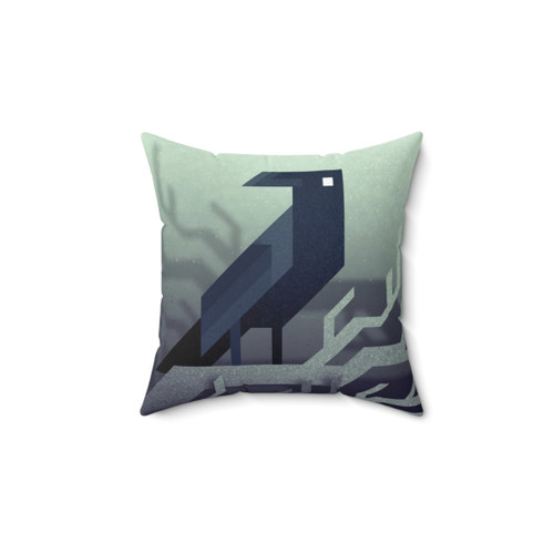 Raven Pillow - Pixelized Retro Bird Cushion