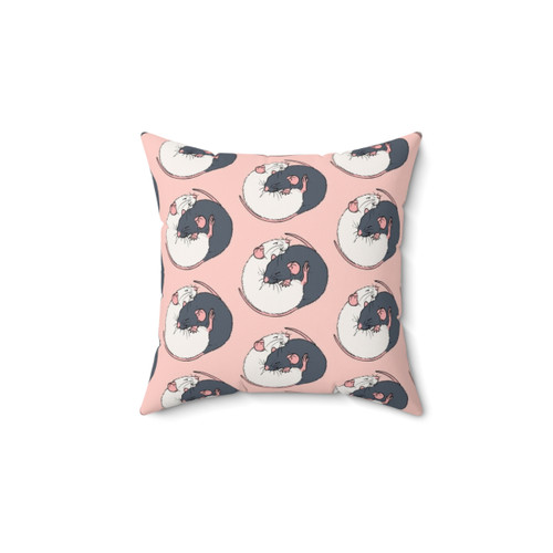 Cuddling Rats Russian Blue and White Pillow