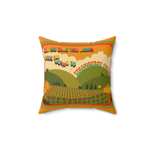 Retro Strawberry Fields Decorative Pillow