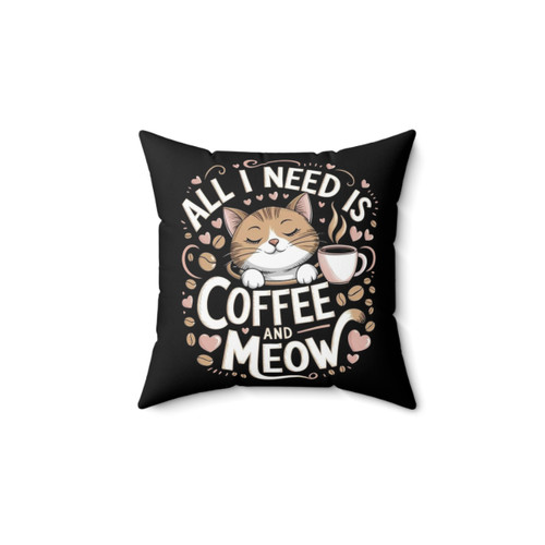 Caffeinated Kitty Pillow - Cozy Decor for Cat & Coffee Lovers