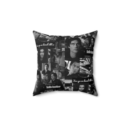 Damon Collage B&W Pillow