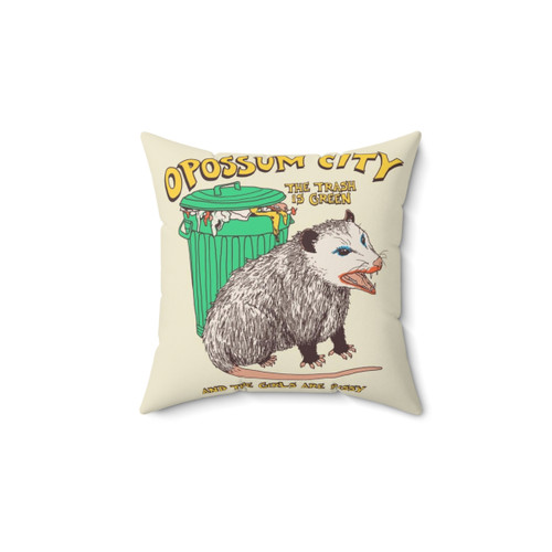 Opossum City Pillow - Retro Animal Decor