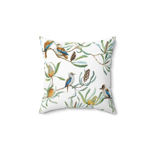 Australian Kookaburra and Floral Throw Pillow