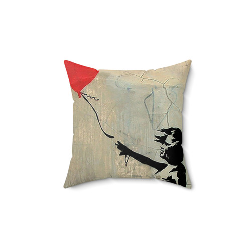 Banksy Red Heart Balloon Decorative Throw Pillow