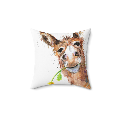 Cute Cheeky Donkey with Flower Decorative Pillow