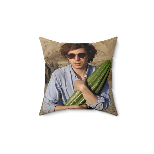 Funny Pillow with Michael Cera Holding Cactus