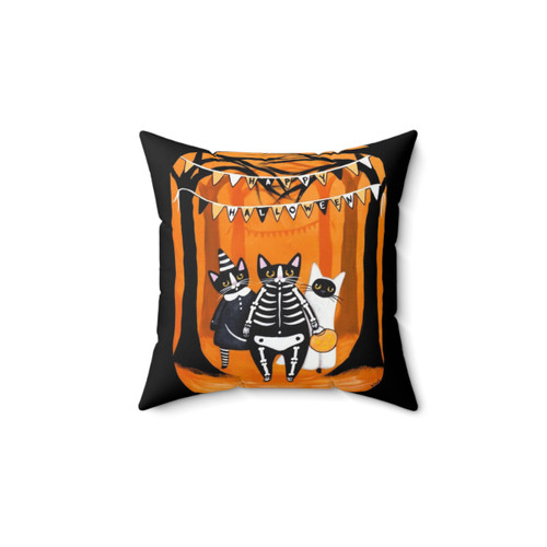 Spooky Halloween Cats Decorative Pillow