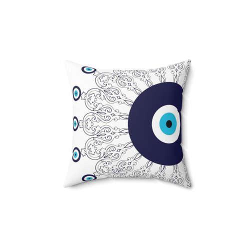 Navy Blue Mediterranean Mandala Pattern Pillow
