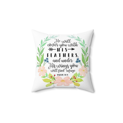 Psalm 91:4 Scripture Quote Pillow