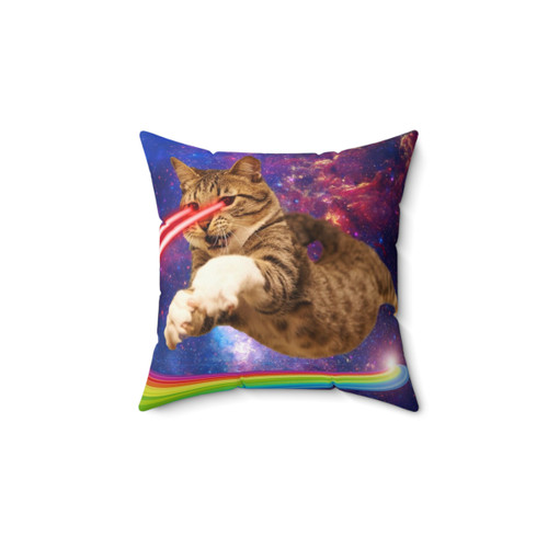 Laser Cat in Space Decorative Pillow