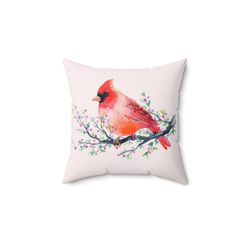 Watercolour Red Cardinal Bird Pillow