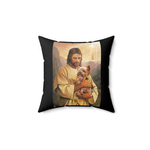 Yorkshire Terrier Pillow with God and Jesus