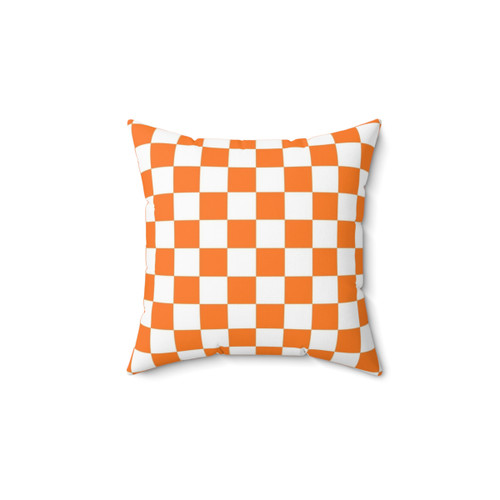 Checkered Orange and White Accent Pillow