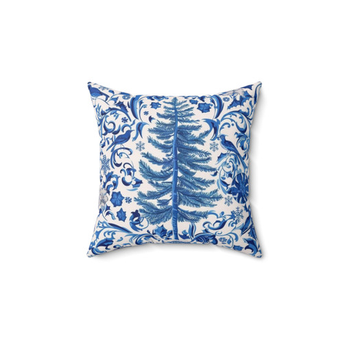 Christmas Blue Chinoiserie Decorative Pillow